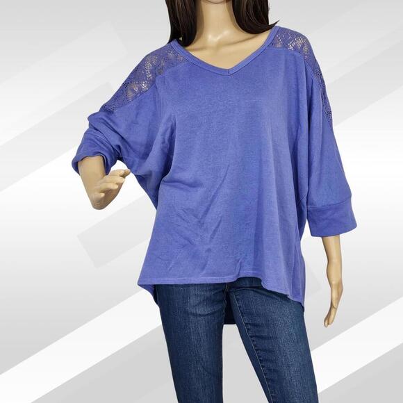 2/$20 Purple Xhilaration Lace Shoulder Top Size 1 | Feminine Casual Style - Picture 1 of 6
